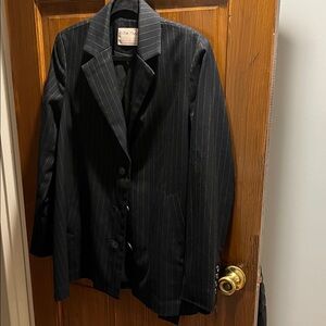 We The Free Black Pinstripe Blazer